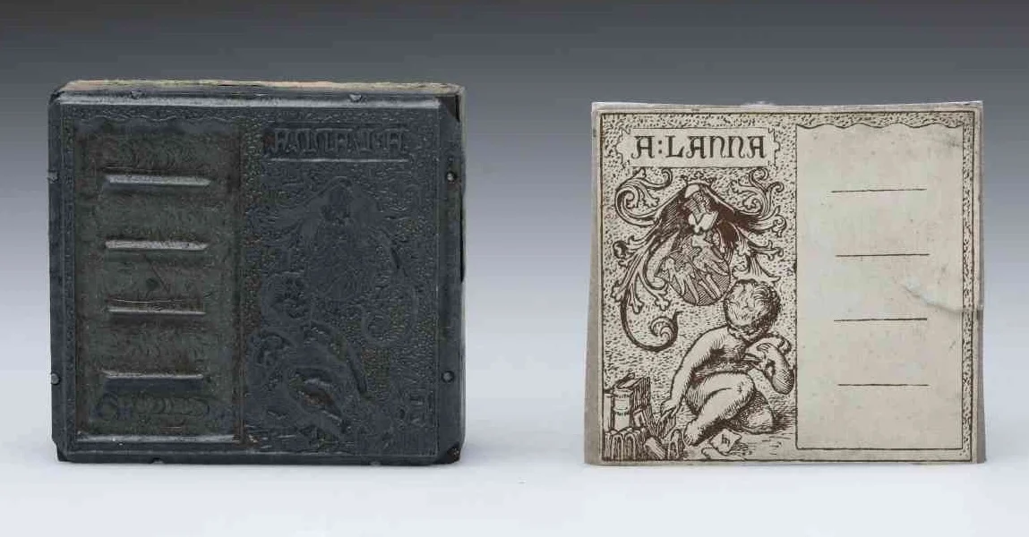 Náhledový obrázek předmětu Zinkografický štoček exlibris Vojtěcha Lanny