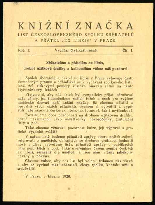 Náhledový obrázek První číslo časopisu Knižní značka - 1