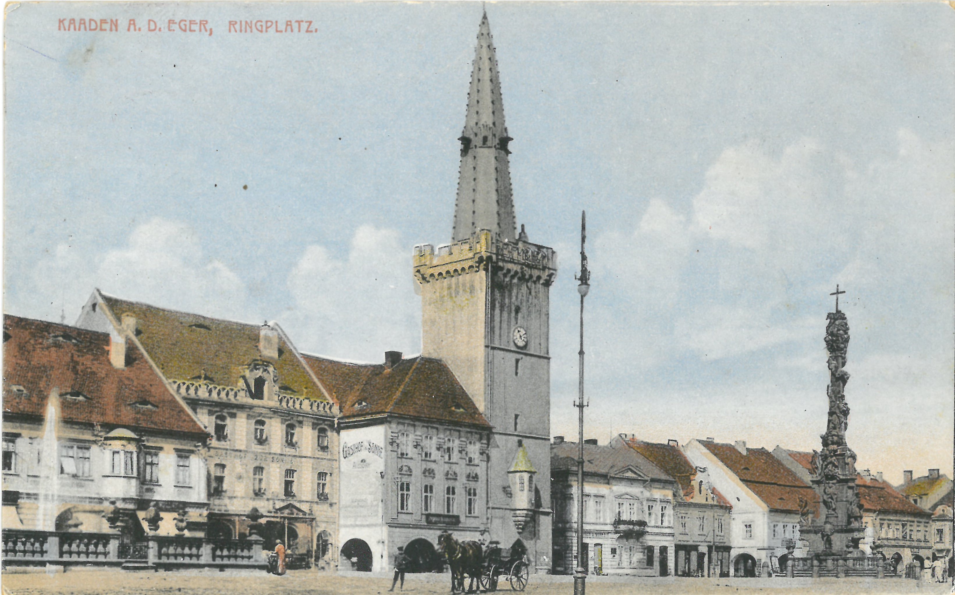 Náhledový obrázek kolorovaná pohlednice náměstí - 1