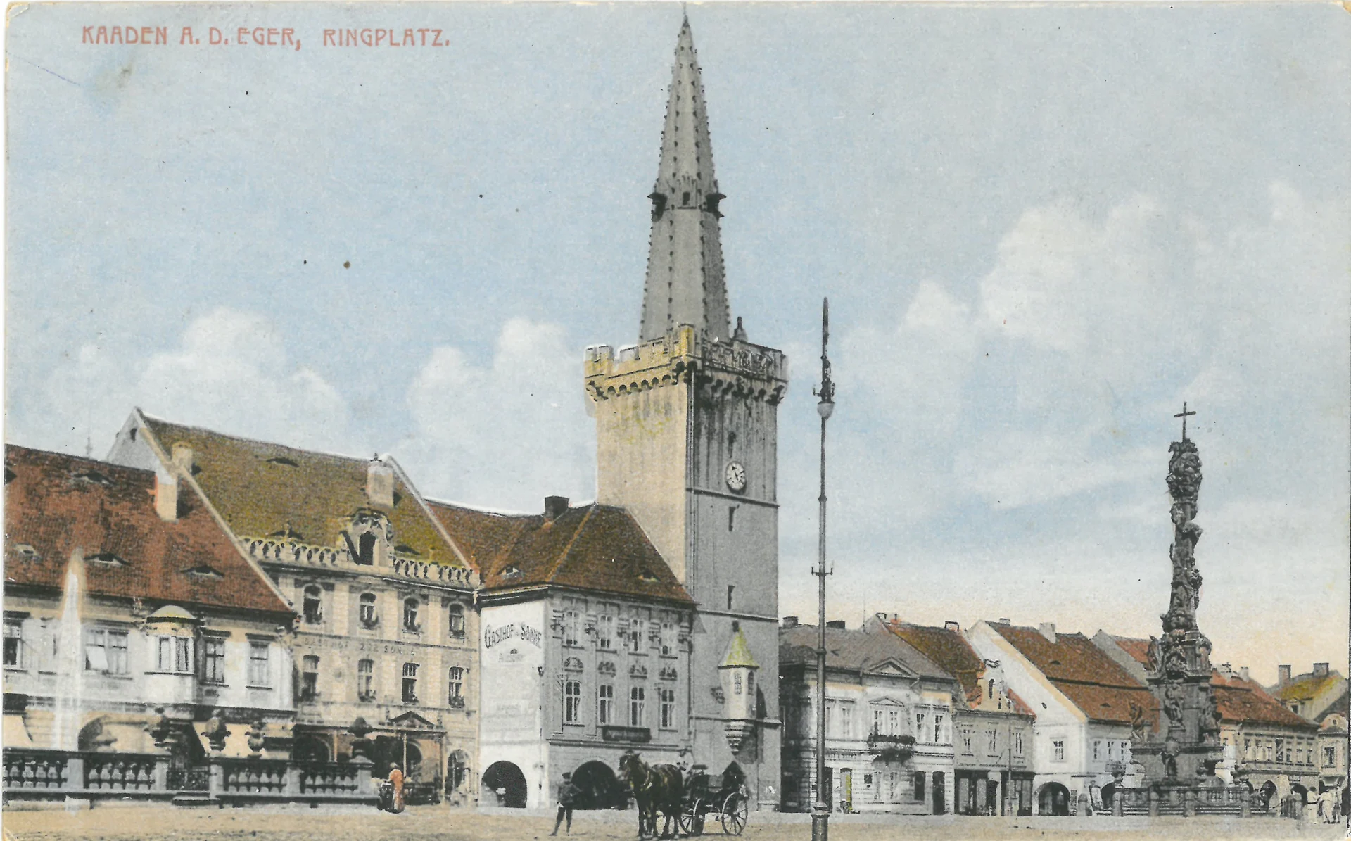 Náhledový obrázek předmětu kolorovaná pohlednice náměstí