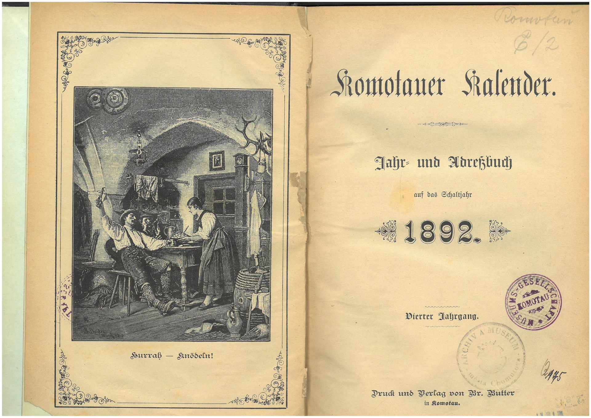 Náhledový obrázek předmětu kalendář Komotauer Kalender auf das Schaltjahr 1892