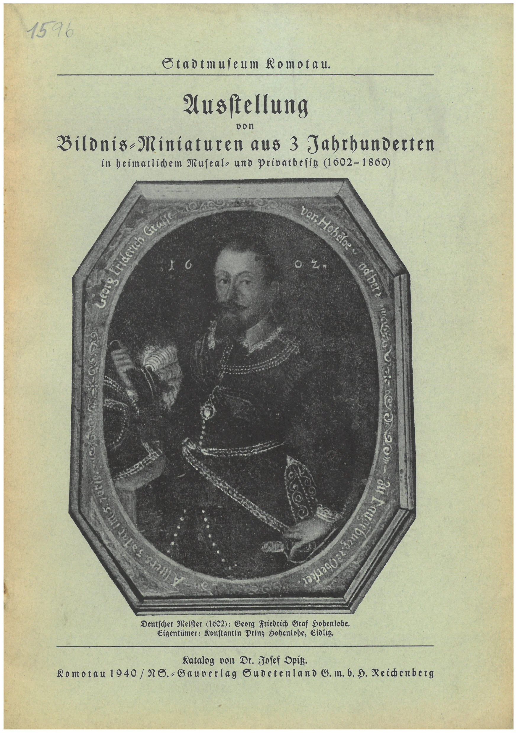 Náhledový obrázek předmětu brožura - katalog Ausstellung von Bildnis - Miniaturen aus 3 Jahrhunderten /1602-1860/