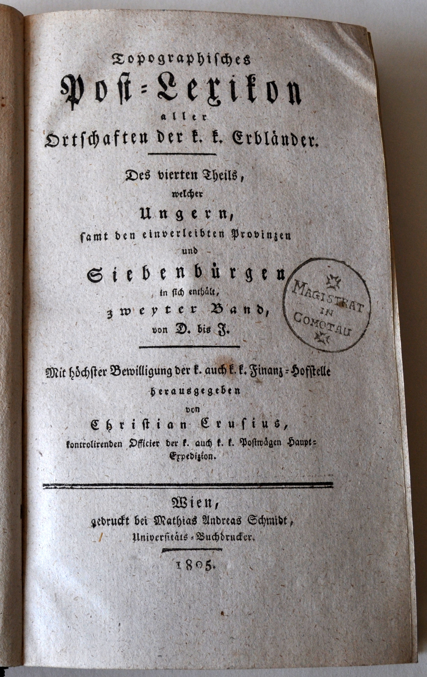 Náhledový obrázek vázaná kniha Topographisches Post-Lexikon aller Ortschasten der k.k. Erbländer - 1
