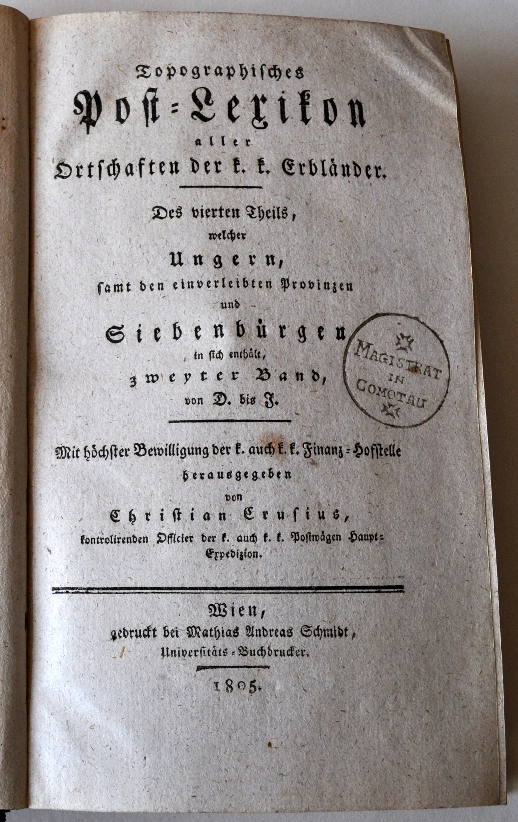 Náhledový obrázek předmětu vázaná kniha Topographisches Post-Lexikon aller Ortschasten der k.k. Erbländer