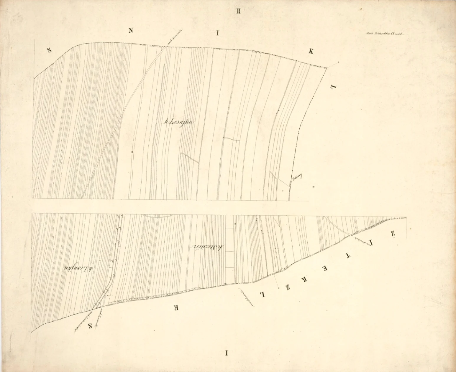 Náhledový obrázek předmětu Polička plán katastrální 1839 - plán