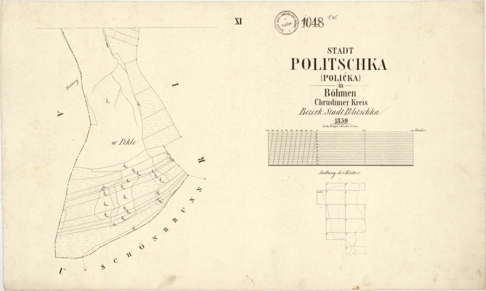 Náhledový obrázek Polička plán katastrální 1839 - plán - 2
