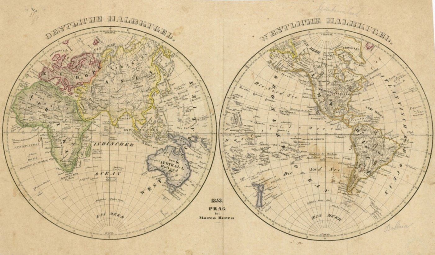 Náhledový obrázek Mapa východní a západní polokoule - mapa - 1