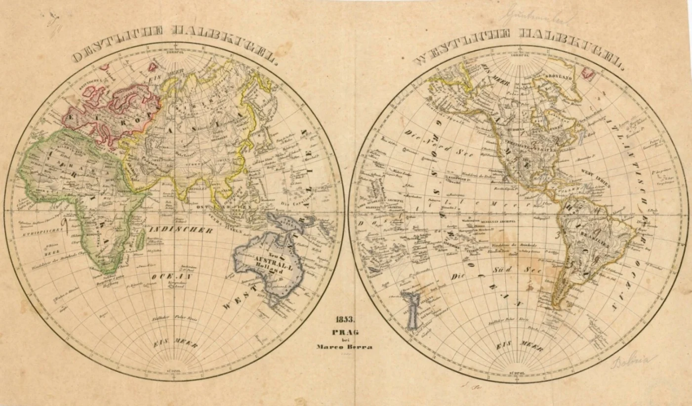 Obrázek Mapa východní a západní polokoule - mapa