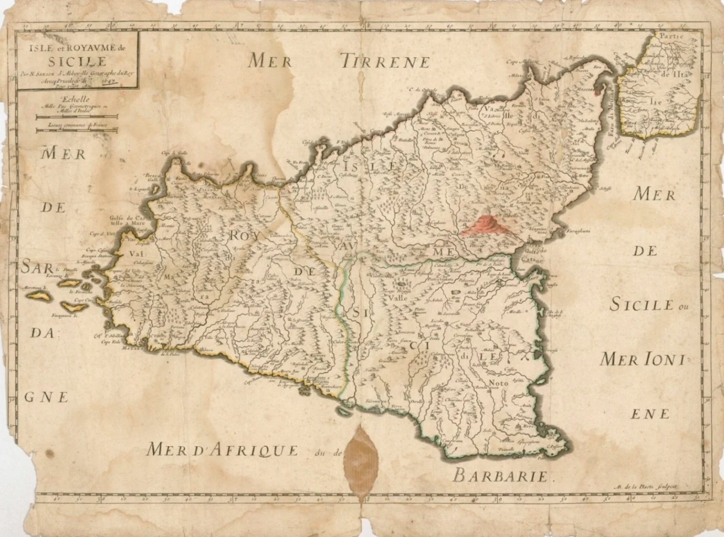 Obrázek Mapa ostrova a království Sicílie - mapa
