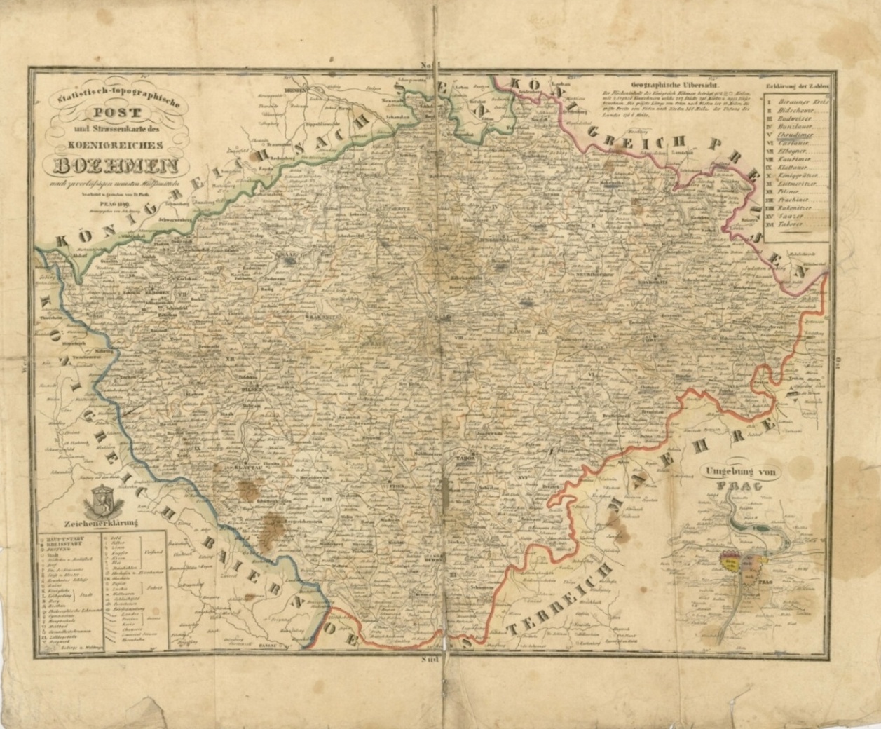 Náhledový obrázek Mapa poštovních tras Českého království - mapa - 1