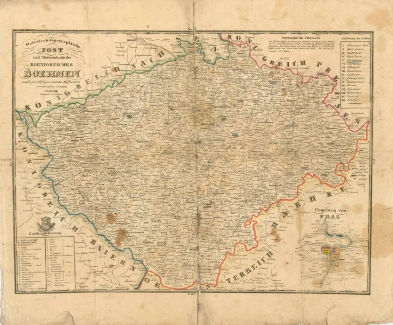 Obrázek Mapa poštovních tras Českého království - mapa