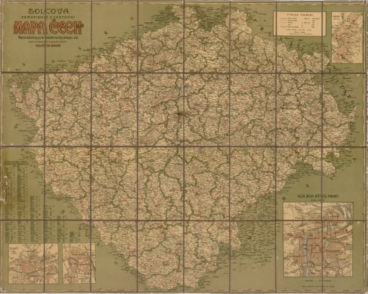Obrázek Šolcova zeměpisná a cestovní mapa Čech - mapa