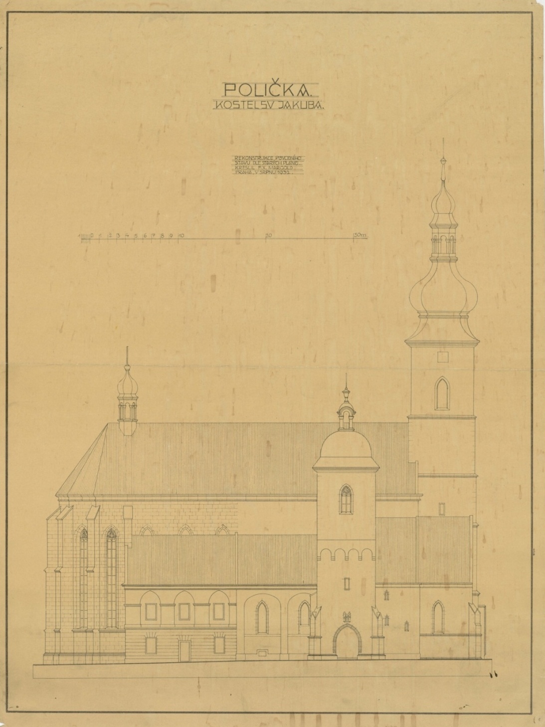 Náhledový obrázek Polička - plány kostela sv. Jakuba - Mapa - 1