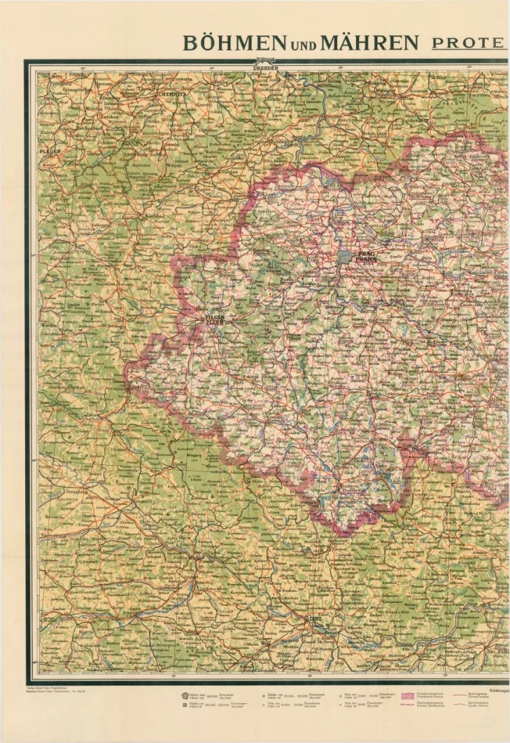 Obrázek Protektorát Čechy a Morava - mapa