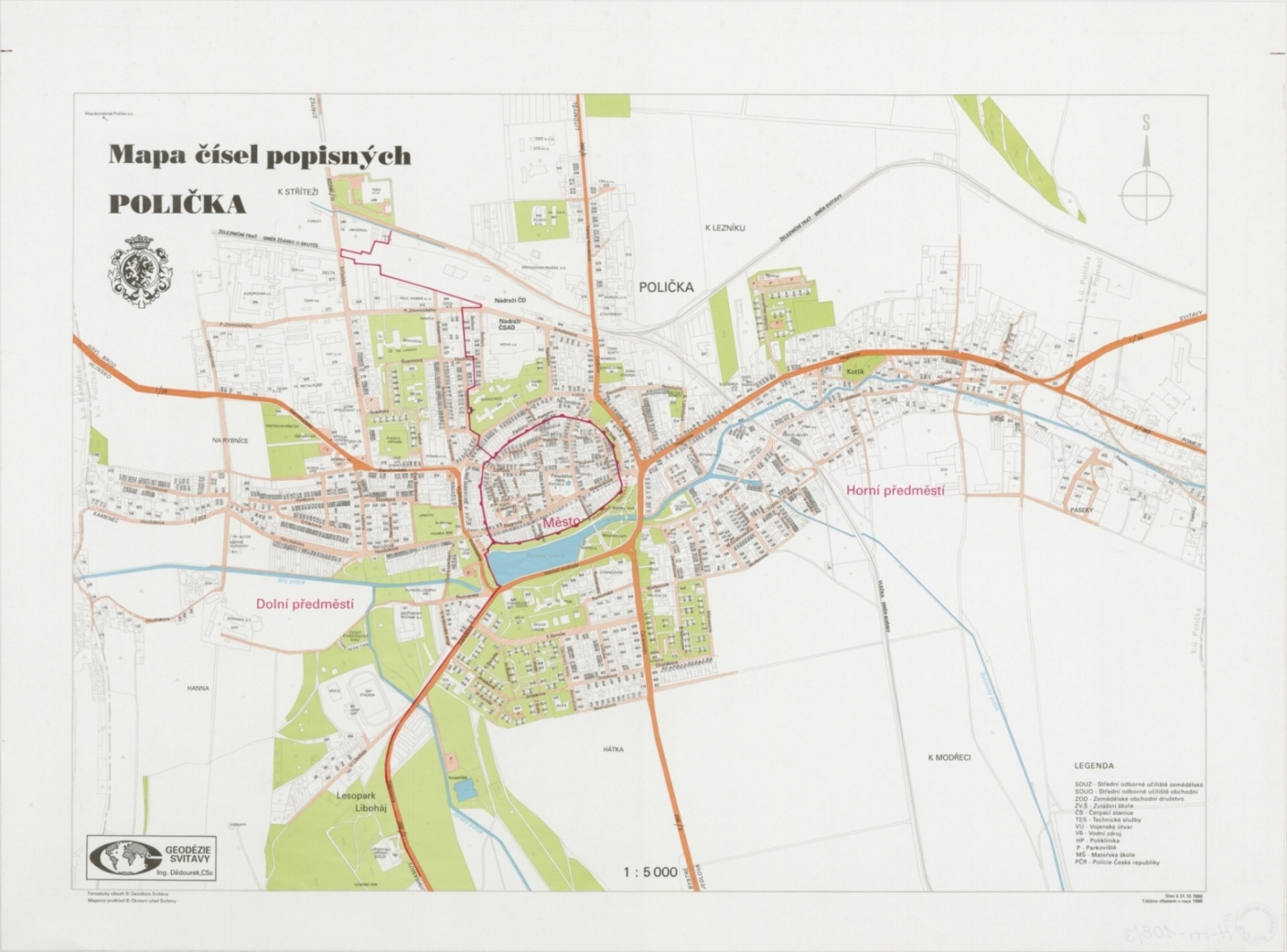 Náhledový obrázek Polička - mapa čísel popisných - mapa - 3