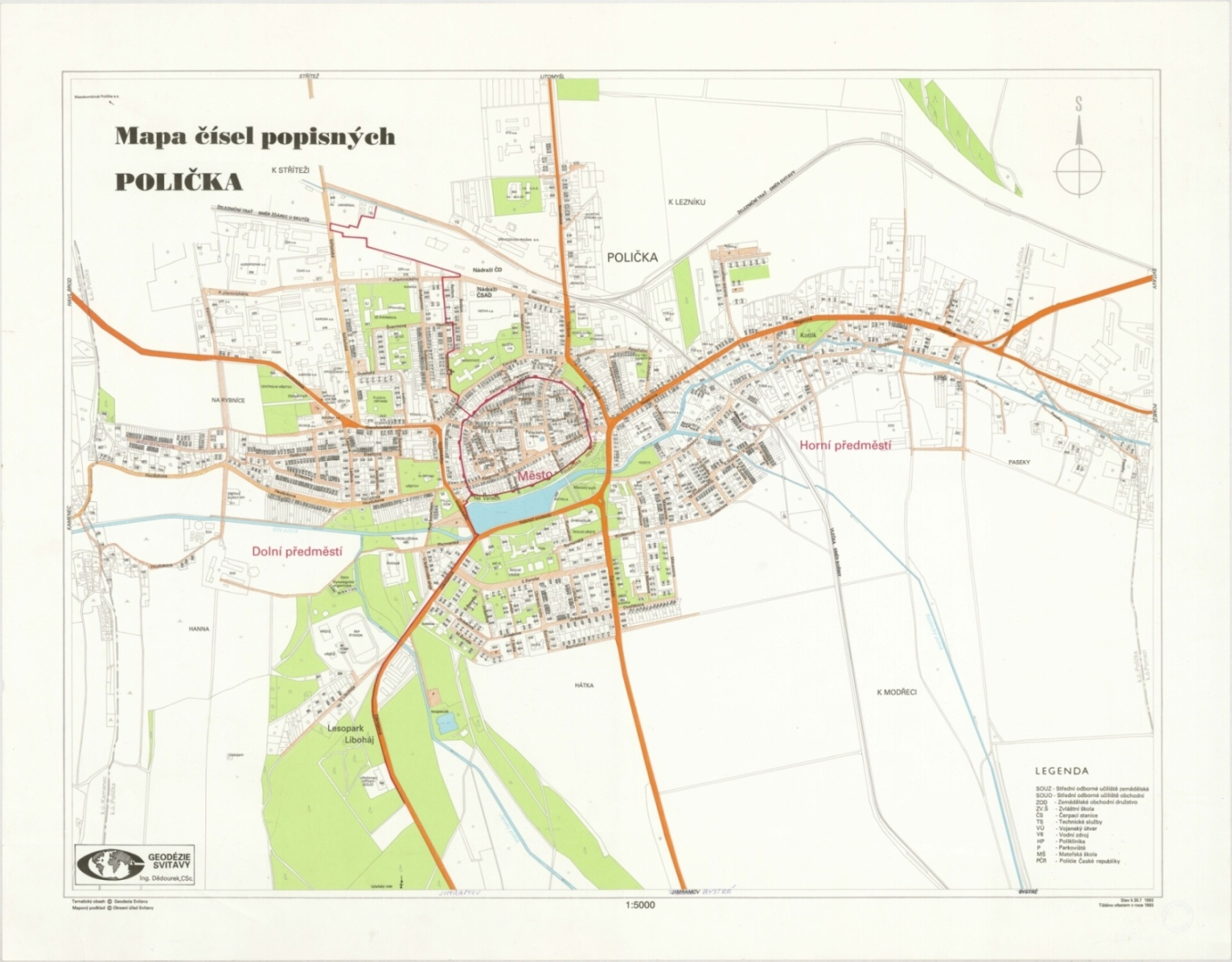 Náhledový obrázek Polička - mapa čísel popisných - mapa - 1