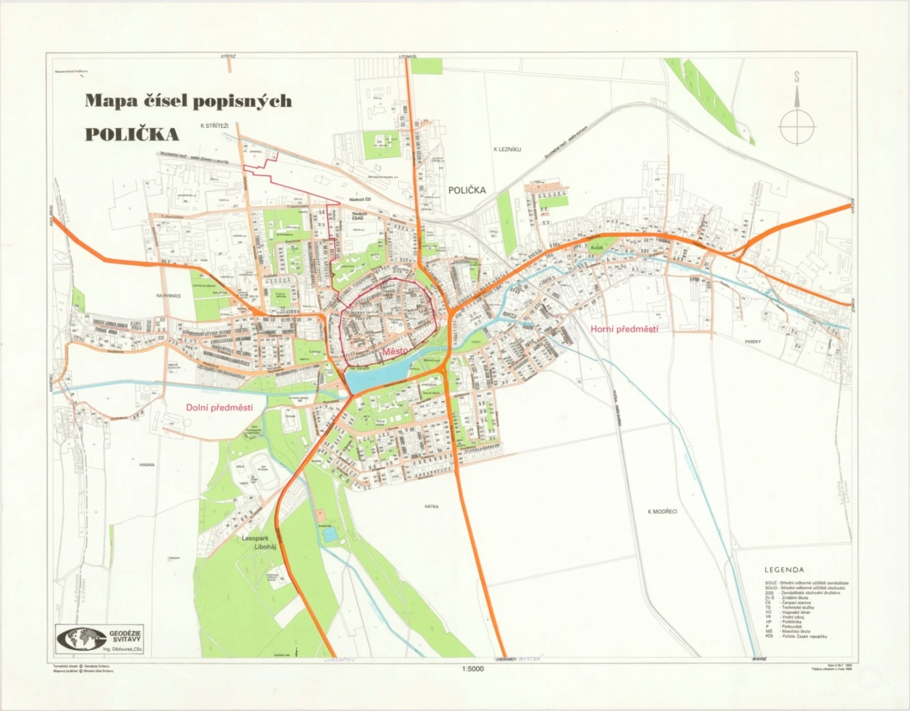Obrázek Polička - mapa čísel popisných - mapa