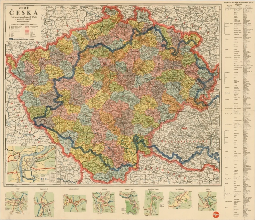 Obrázek Čechy okresní úřady a soudní obvody - Mapa