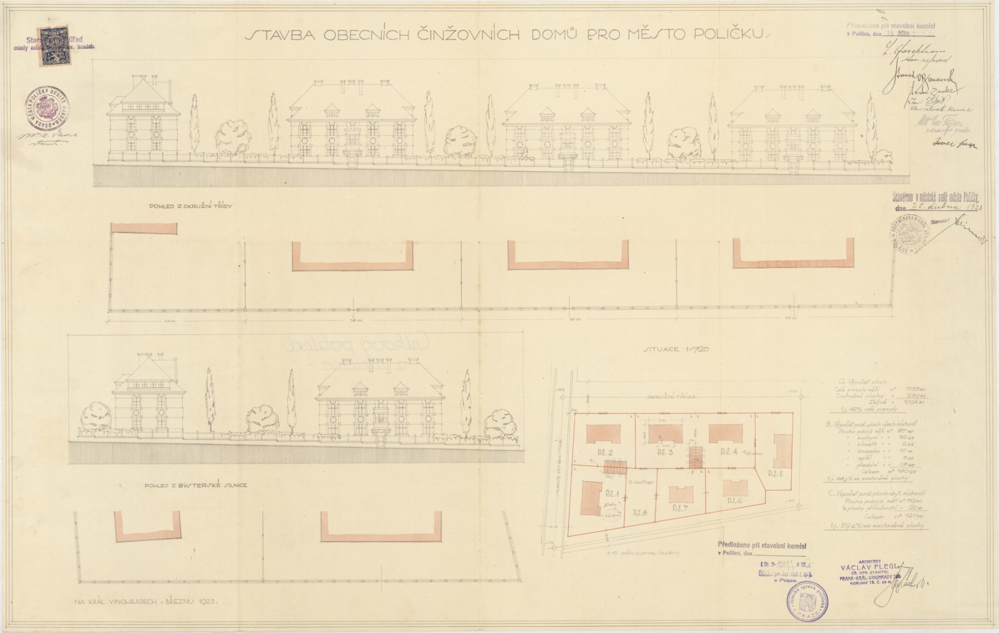 Náhledový obrázek Polička rondokubistické domy čp. 388-392 - plán - 1