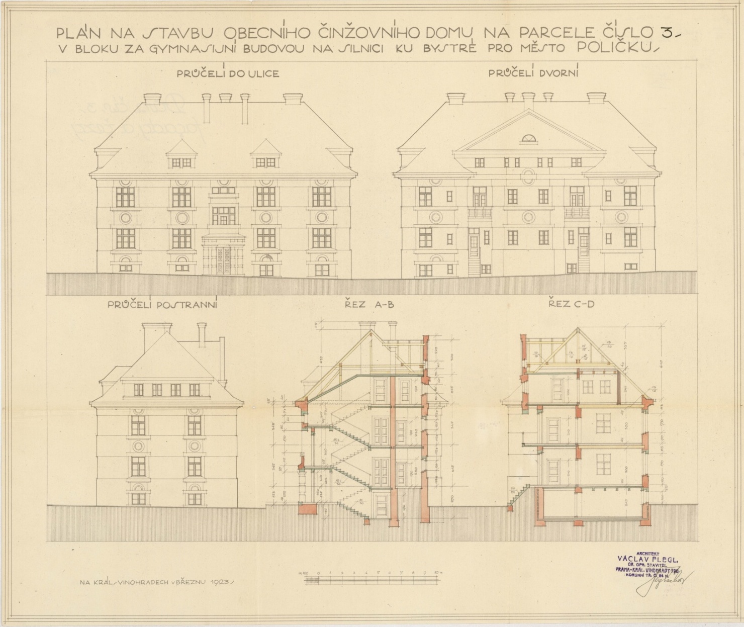 Náhledový obrázek Polička rondokubistické domy čp. 390 - plán - 1