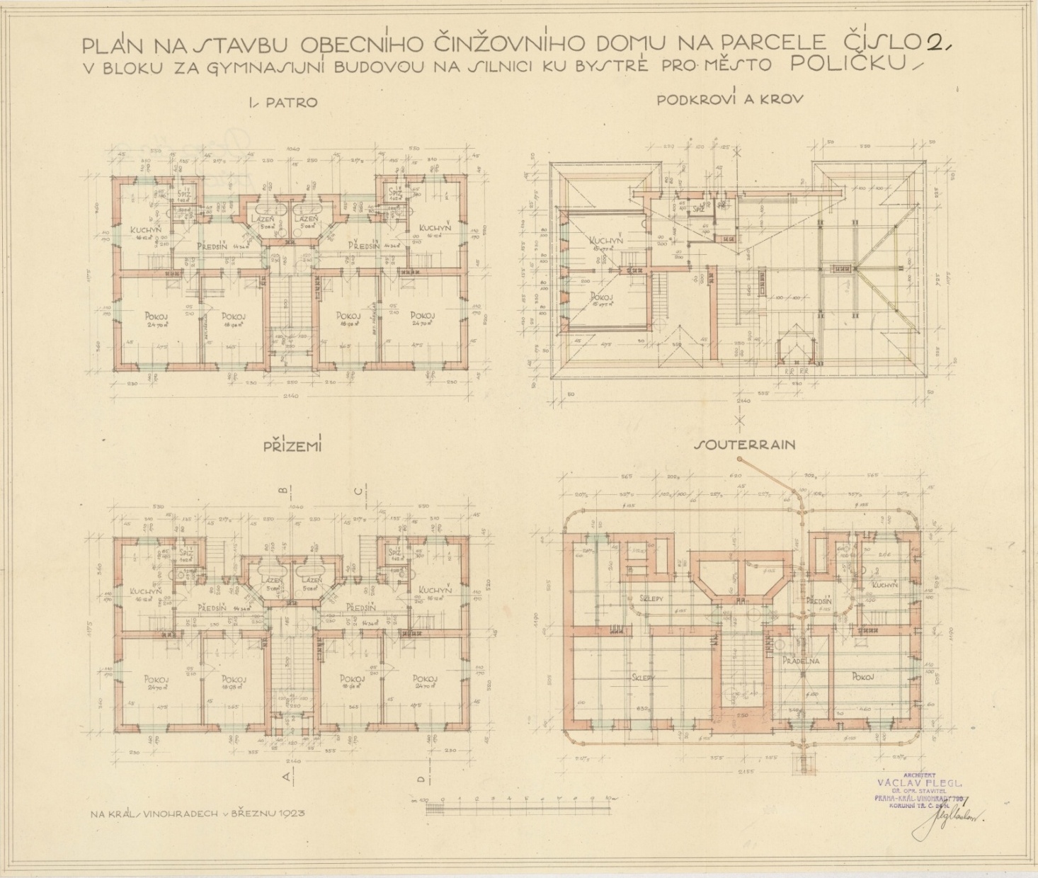 Náhledový obrázek Polička rondokubistické domy čp. 389 - plán - 1