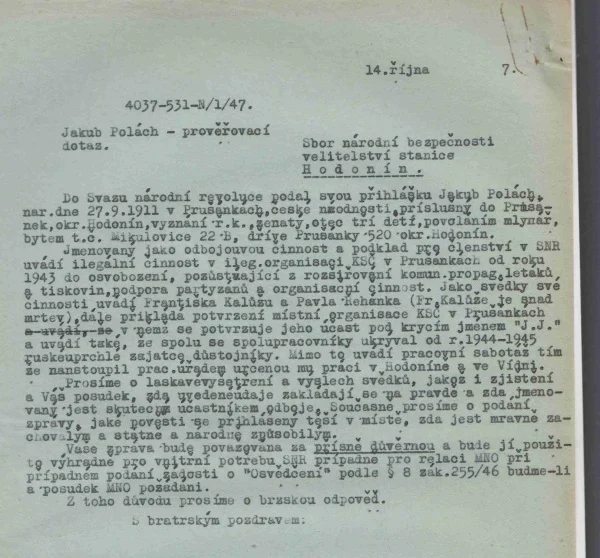 Obrázek Dotazník o odbojové činnosti