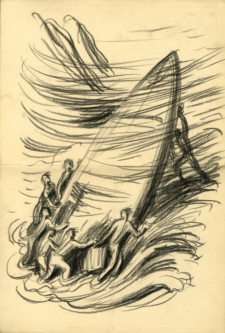 Náhledový obrázek Studie k ilustraci - Bratrstvo Modrého racka - 1