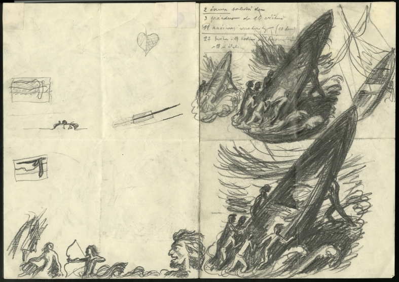 Náhledový obrázek Studie k ilustraci - Bratrstvo Modrého racka - 1