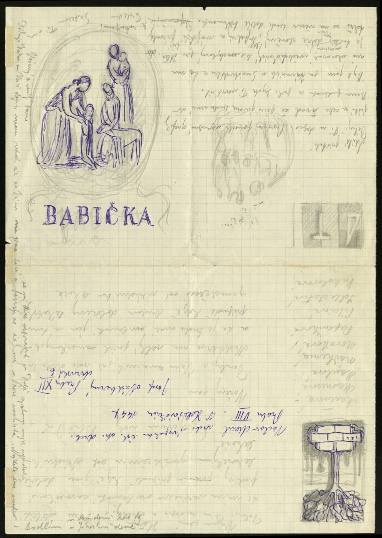Náhledový obrázek Studie k ilustraci - Babička - 1