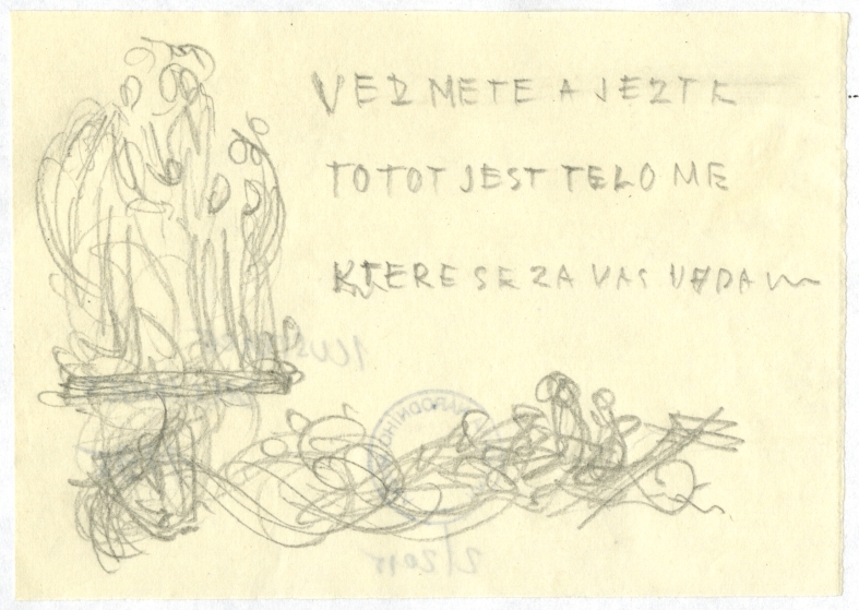 Náhledový obrázek Studie k iniciále a typografii - Pátá kniha Mojžíšova - 1