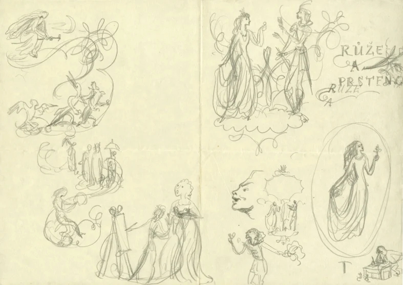 Obrázek Studie k ilustracím - Růže a prsten