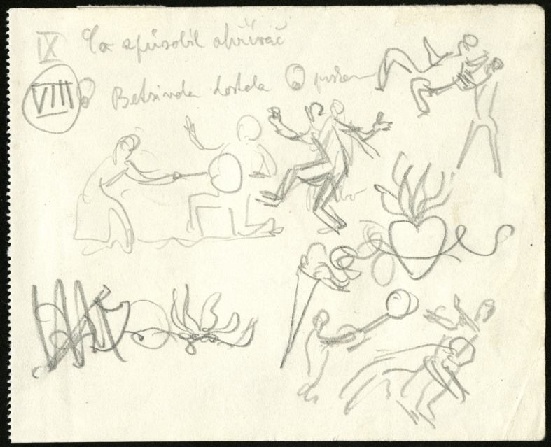 Náhledový obrázek Studie k ilustracím - Růže a prsten - 1