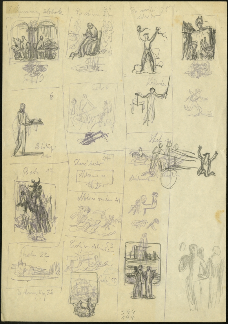 Náhledový obrázek Studie k ilustracím - Korouhev práce - 1