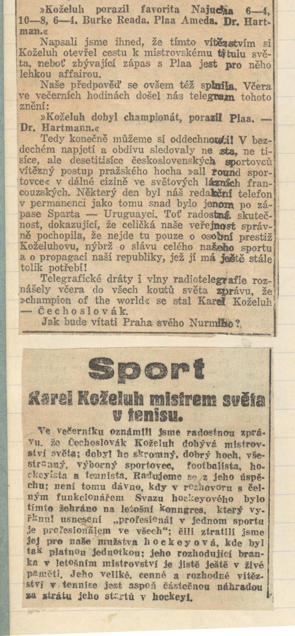 Náhledový obrázek Karel Koželuh mistrem světa v tenisu - 1
