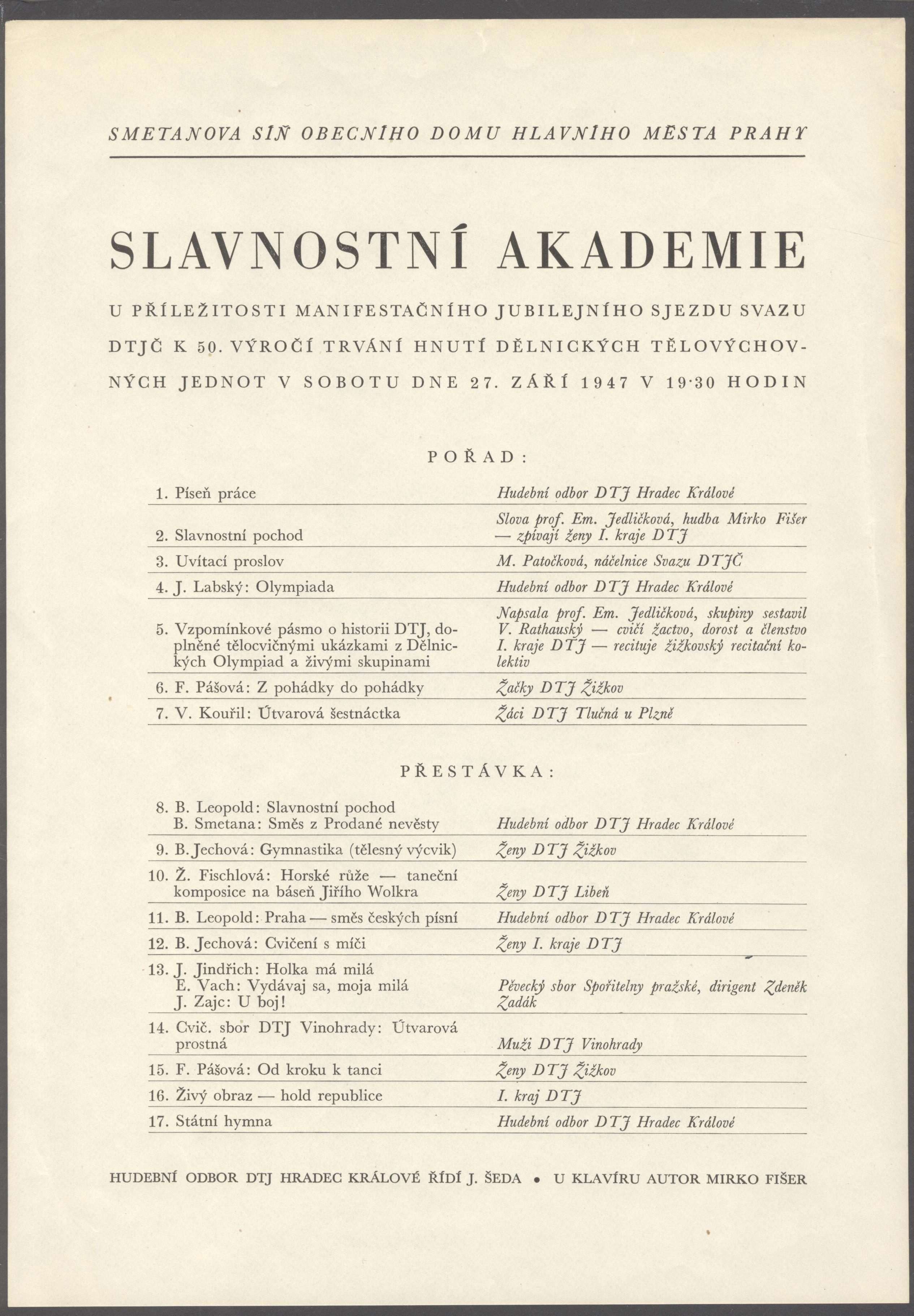 Náhledový obrázek Slavnostní akademie u příležitosti Manifestačního jubilejního sjezdu - 1