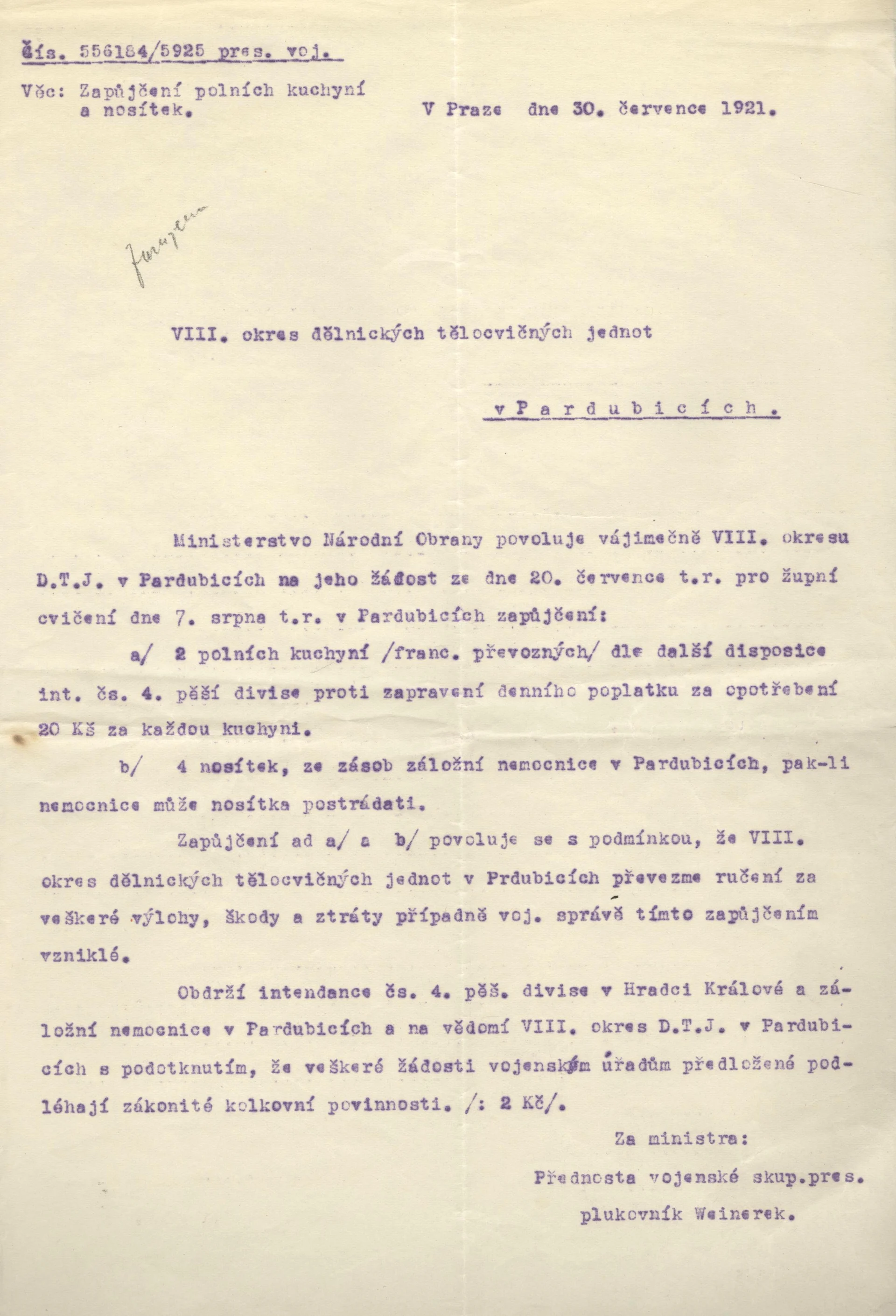 Obrázek Povolení zápůjčky polních kuchyní a nosítek pro župní cvičení