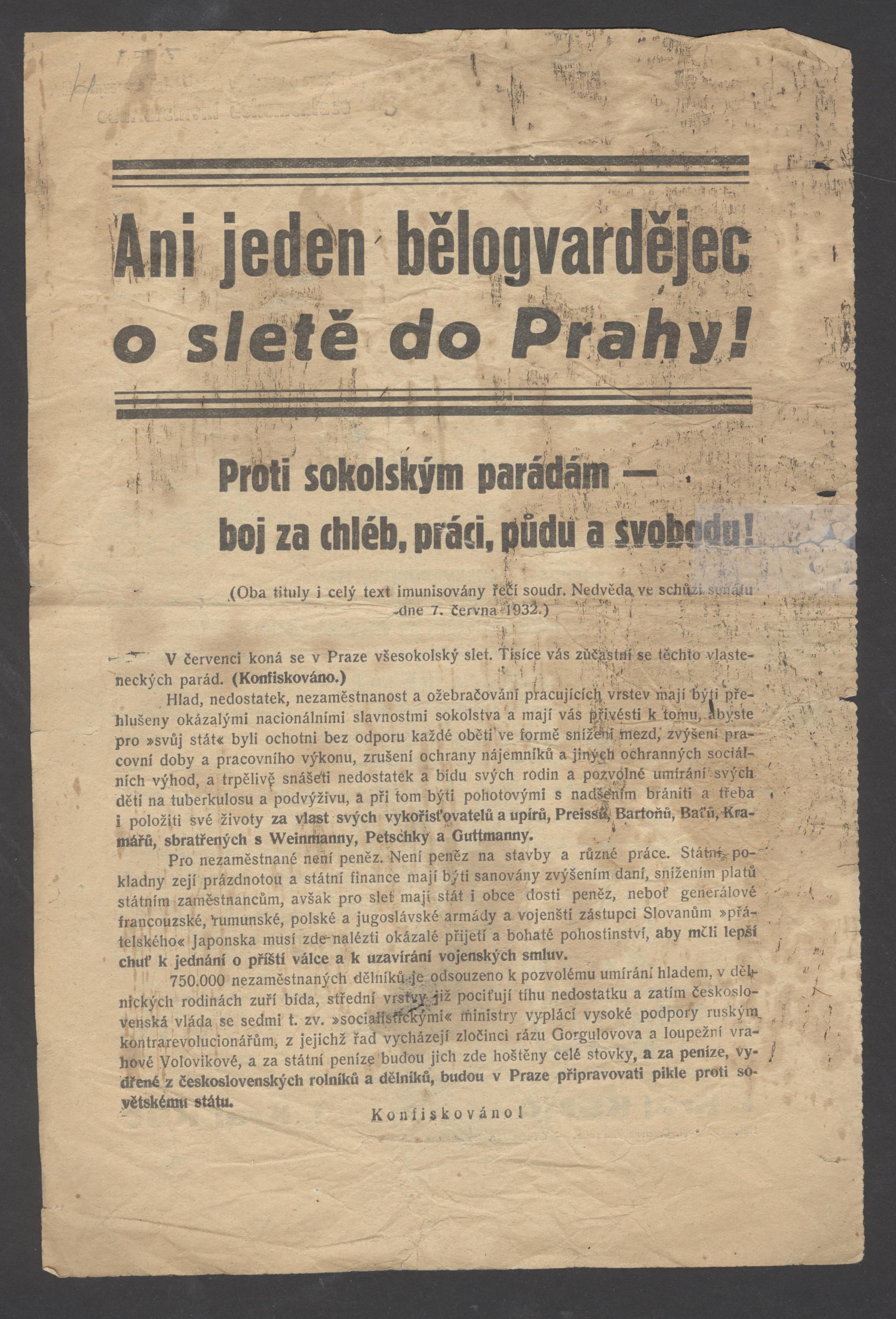 Náhledový obrázek Ani jeden bělogvardějec o sletě do Prahy! - 1