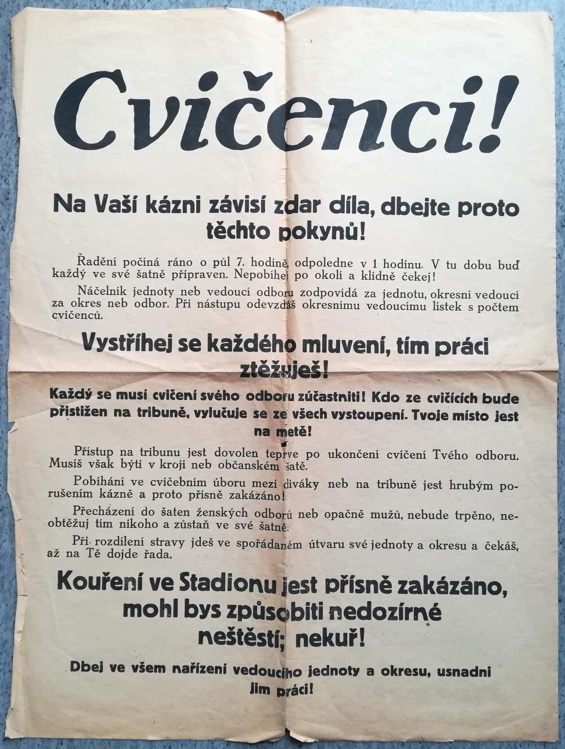 Obrázek Plakát s instrukcemi pro cvičence na I. Dělnické olympiádě
