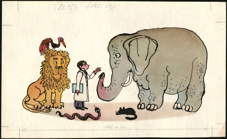 Náhledový obrázek Ilustrace - Zajíc a sovy - 1