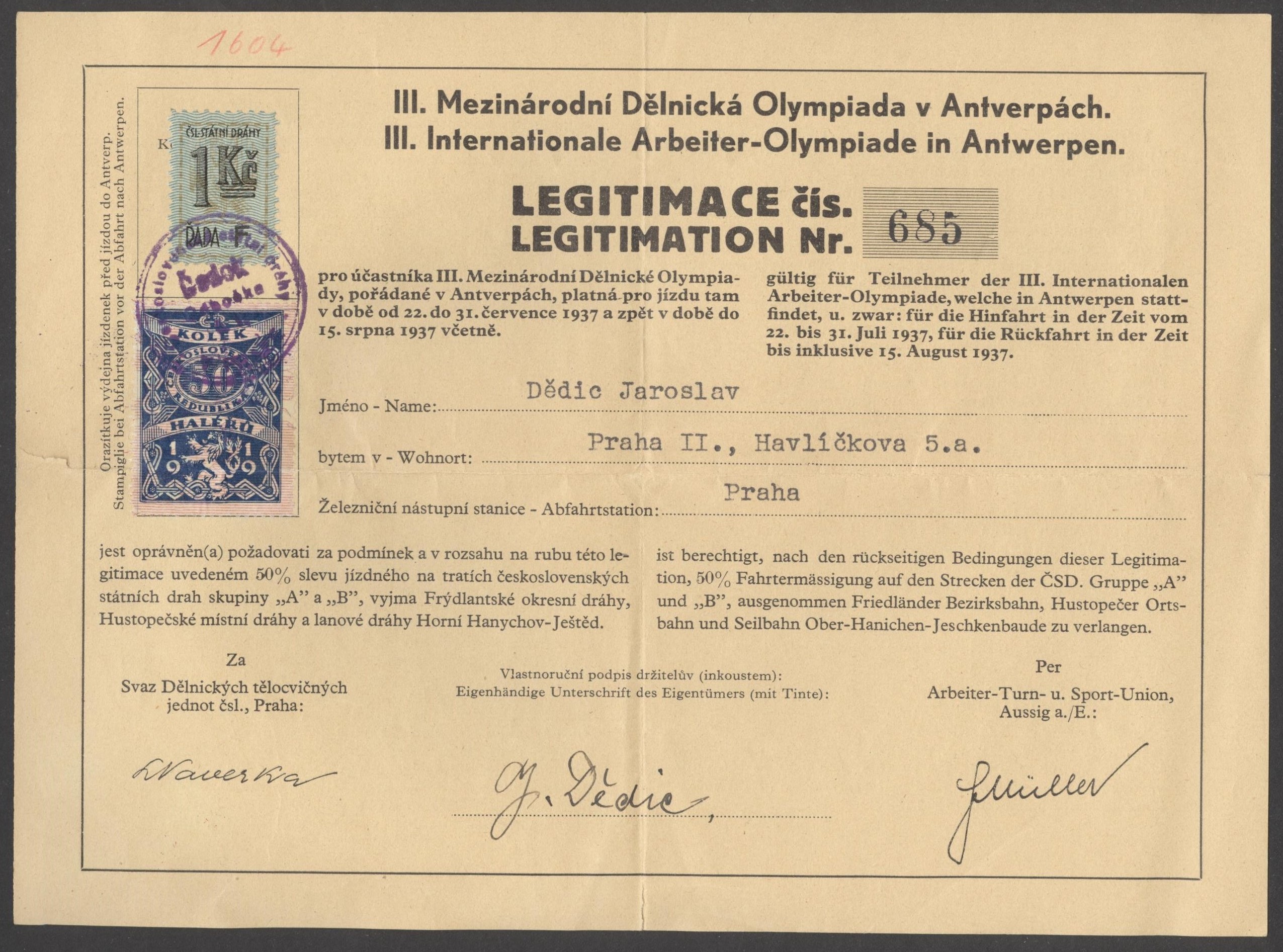 Náhledový obrázek III. Mezinárodní dělnická olympiáda. Antverpy 1937 - 1