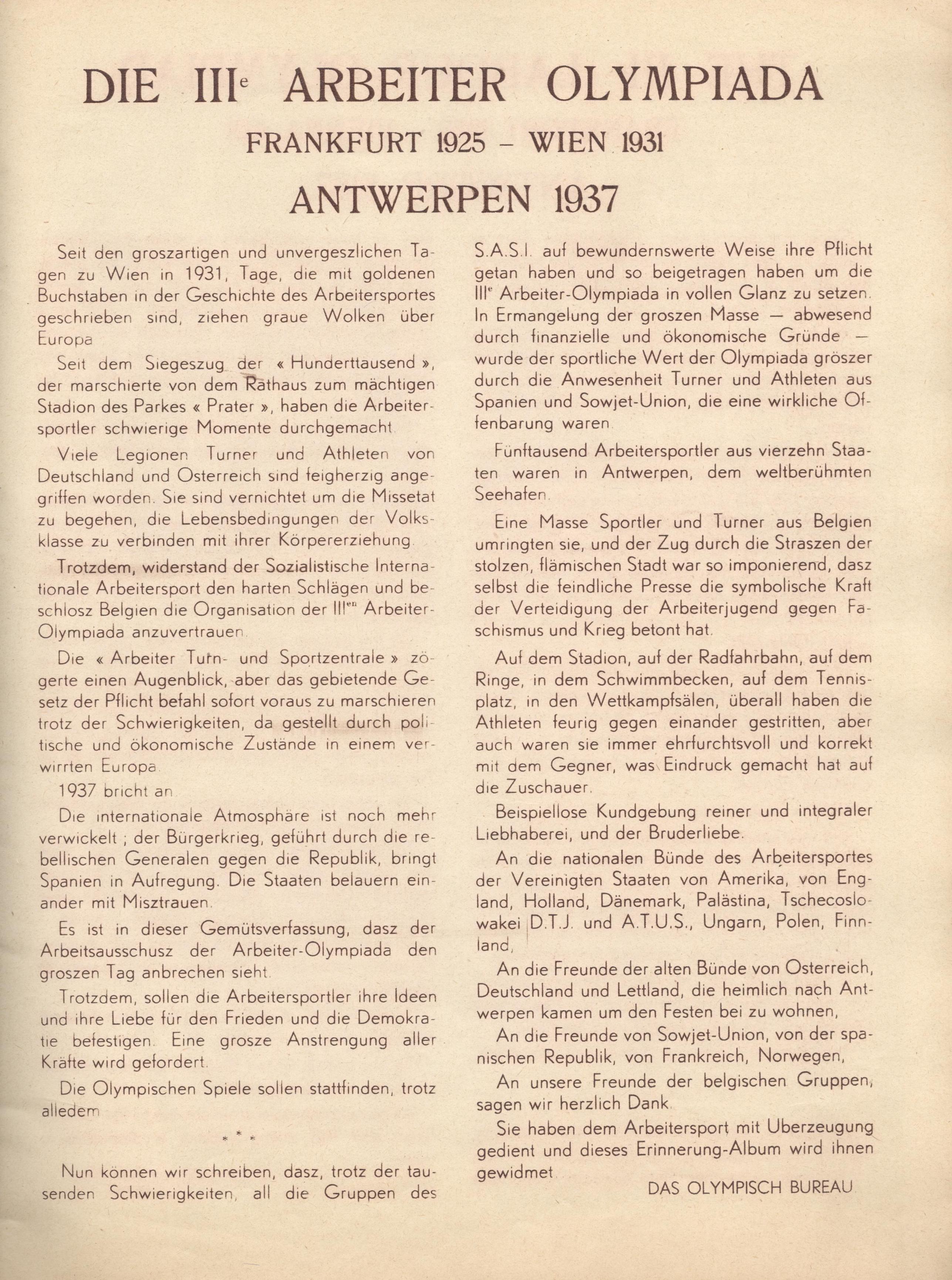 Náhledový obrázek III. Mezinárodní dělnická olympiáda. Antverpy 1937 - 6