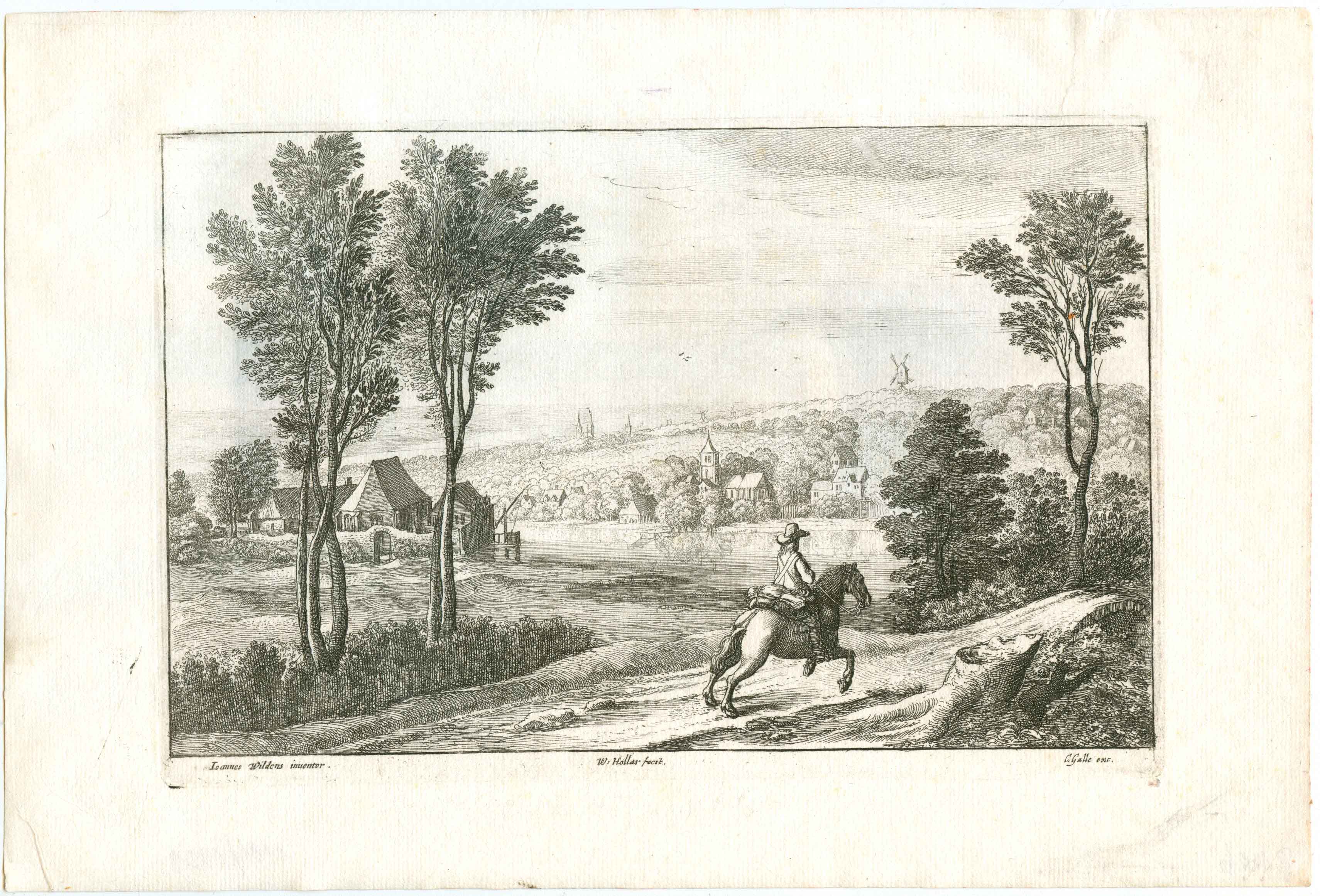 Náhledový obrázek Václav Hollar: Jezdec v holandské krajině - 1