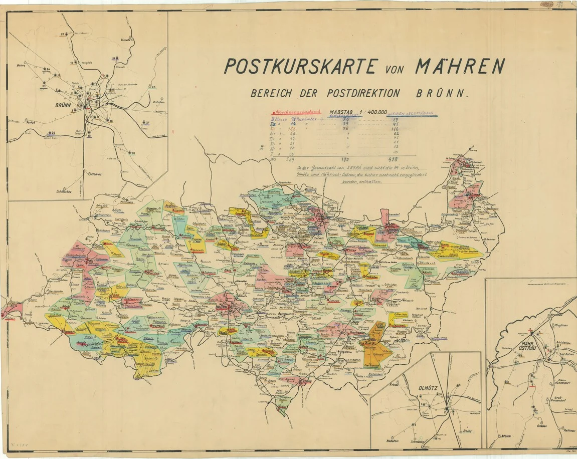 Náhledový obrázek předmětu Poštovní kursovní mapa Moravy