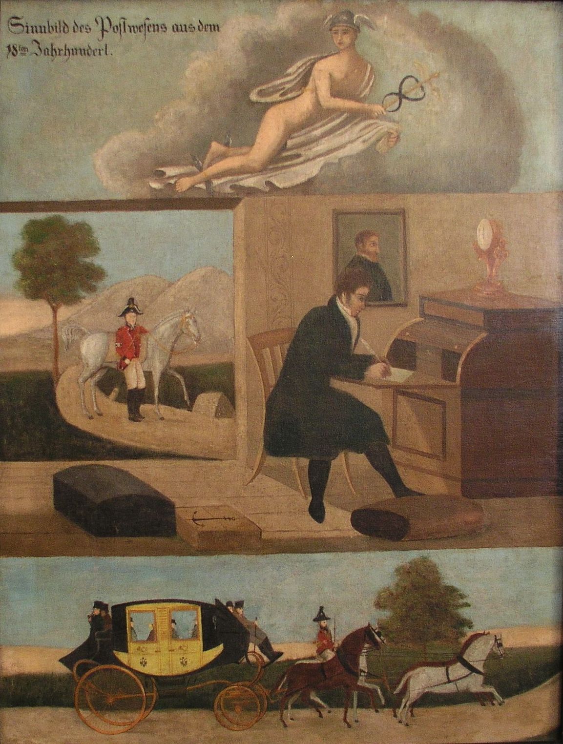 Náhledový obrázek Alegorie poštovnictví v 18. století (nezn. autor) - 1