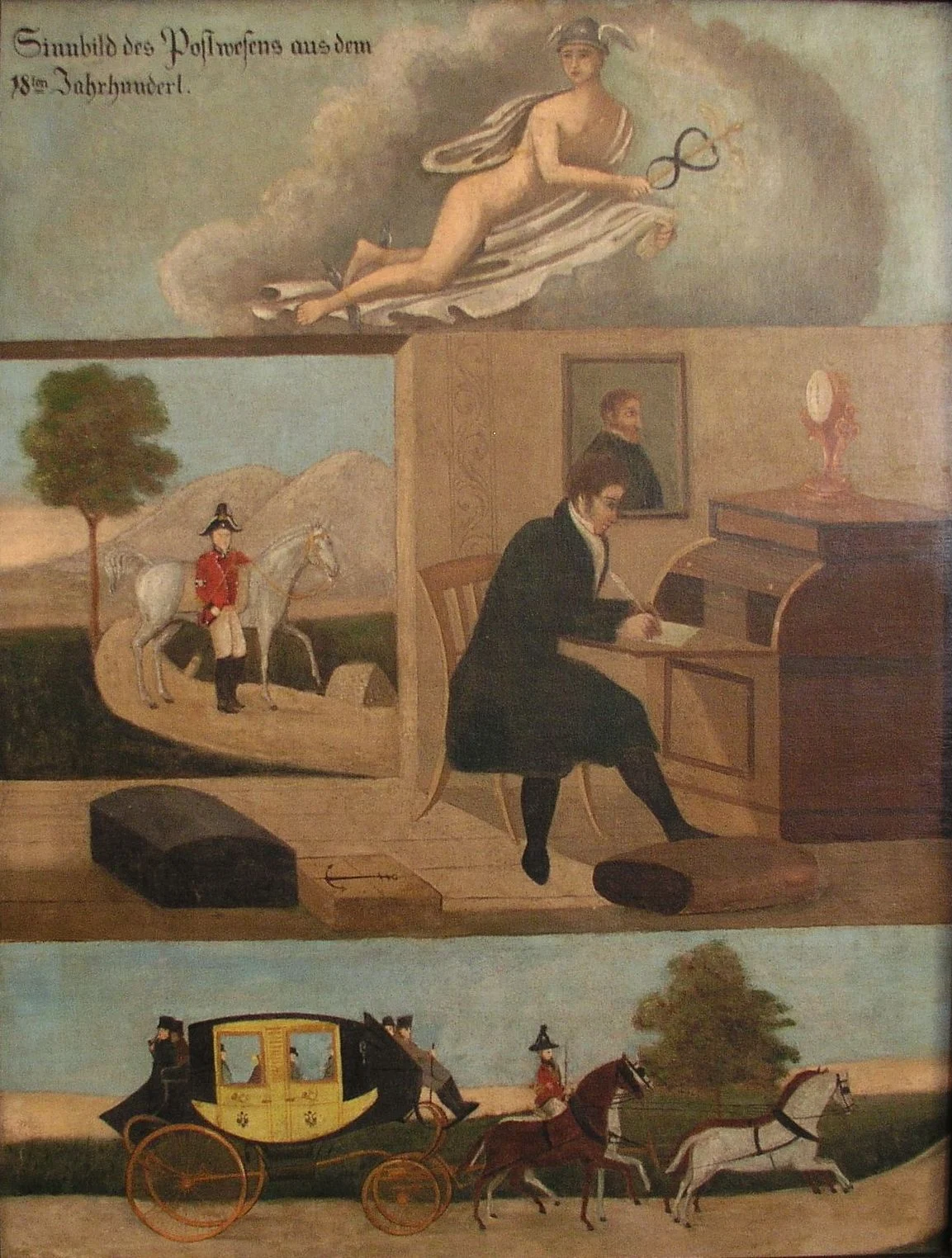 Náhledový obrázek předmětu Alegorie poštovnictví v 18. století (nezn. autor)