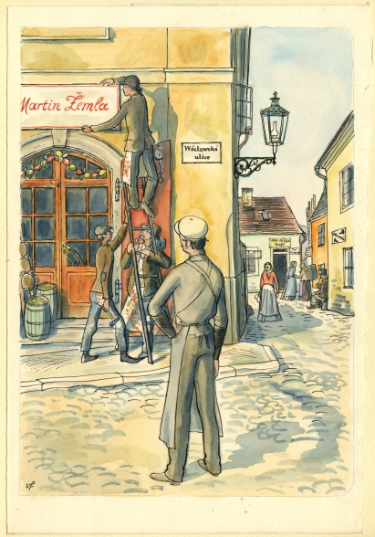 Náhledový obrázek Studie k ilustraci - U snědeného krámu - 1