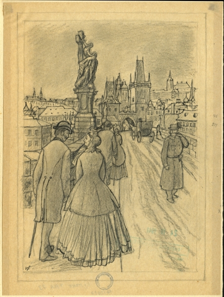 Náhledový obrázek Studie k ilustraci - U snědeného krámu - 1