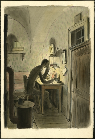 Náhledový obrázek Studie k ilustraci - U snědeného krámu - 1