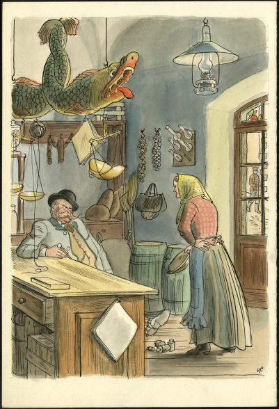 Náhledový obrázek Studie k ilustraci - U snědeného krámu - 1