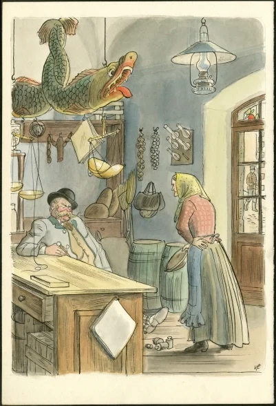 Obrázek Studie k ilustraci - U snědeného krámu